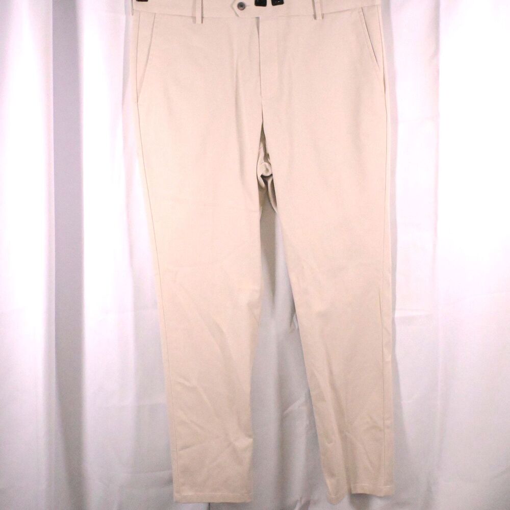 Charles Tyrwhitt Mens 36x32 Beige Cream‎ Slim Fit Cotton Blend Chino Khaki Pants